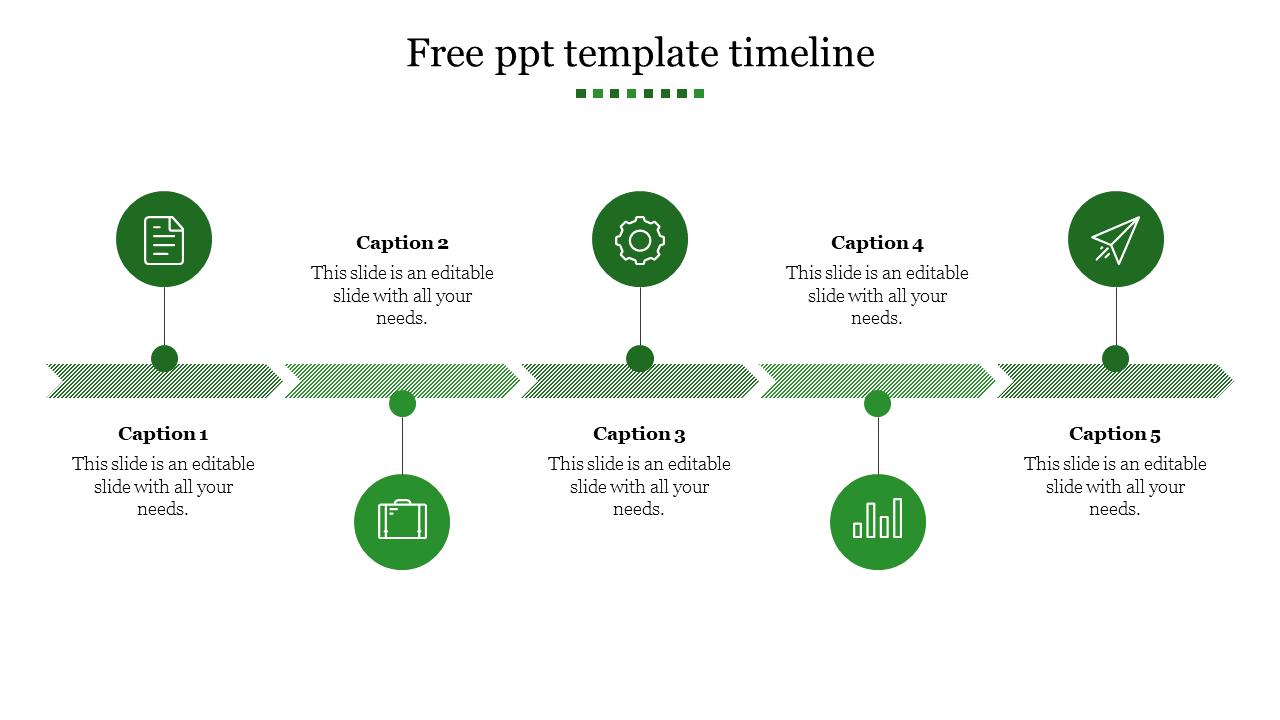 Free - Best Free PPT Template Timeline In Green Color Slide